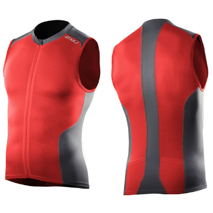 2XU multi-sport tri singlet heren 2014 MT2713a Neon red/Charcoal 2XUMT2713ARECH